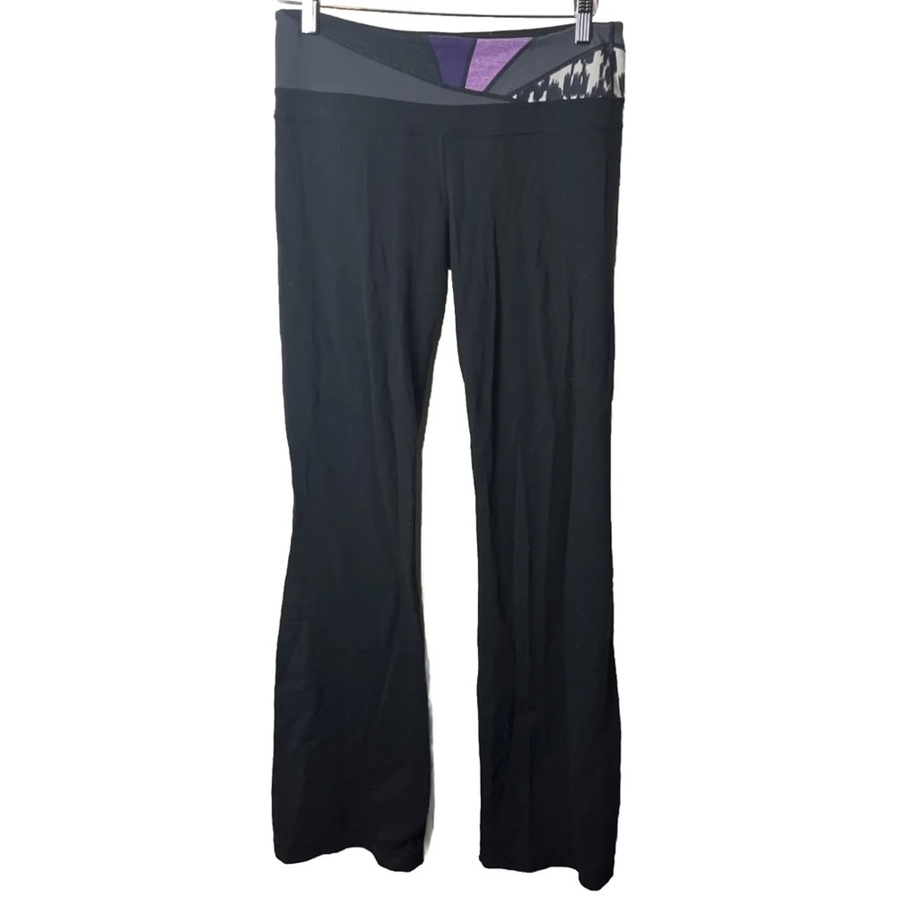 Lululemon Yoga Pants Black Pink Purple Pocket Low Rise Size 8 Flare